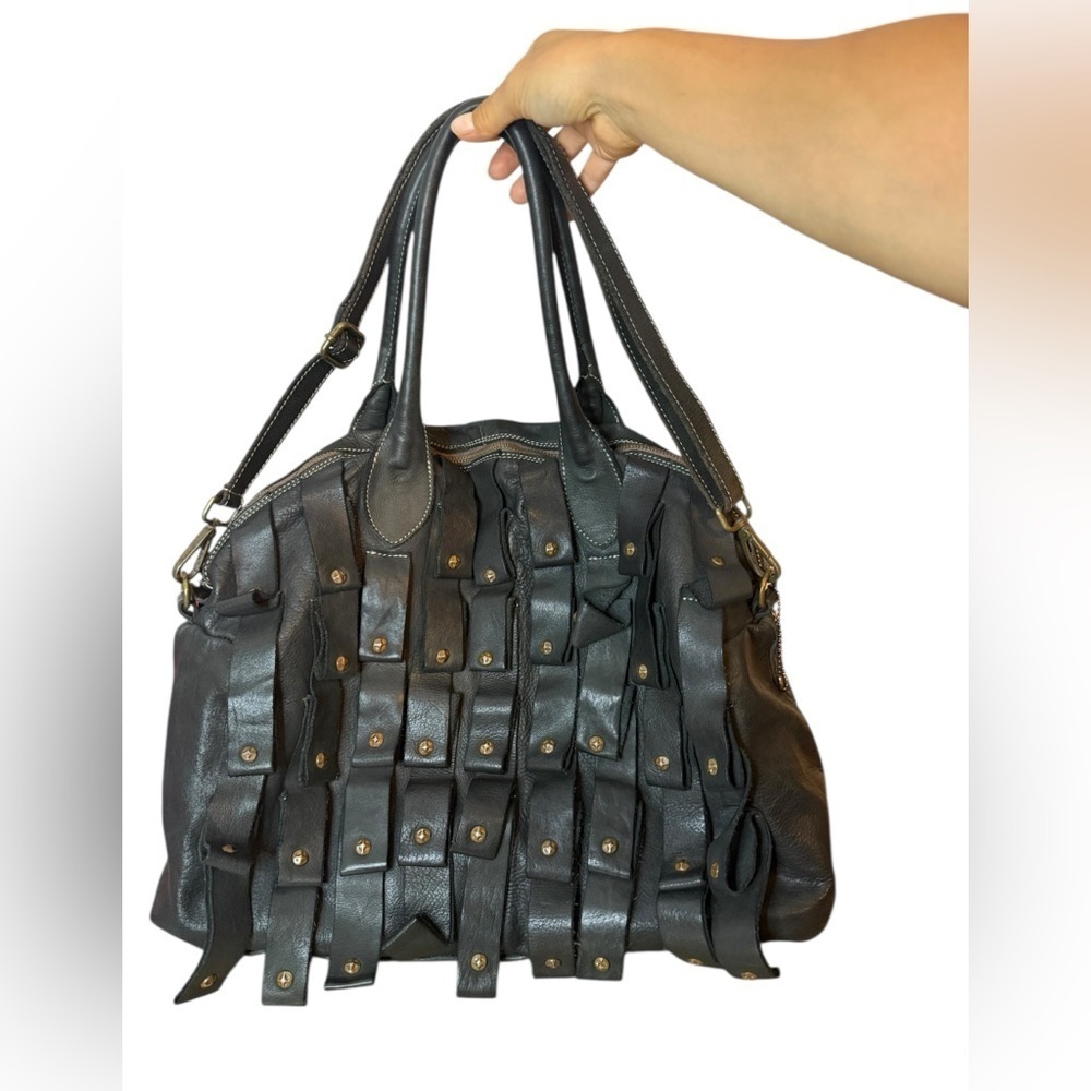 Costanza Rota Italian Leather Large Leather Studded Tassel Tote Bag